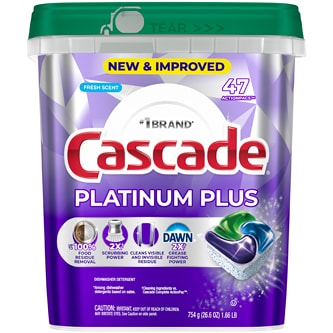 Cascade Platinum Plus ActionPacs Dishwasher Detergent, Fresh Scent