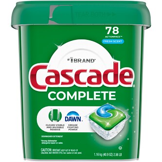 Cascade Complete ActionPacs Dishwasher Detergent, Fresh Scent