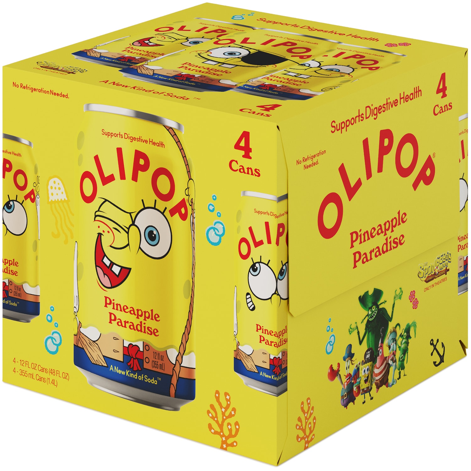 Olipop SpongeBob Pineapple Paradise, Cans
