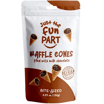 Just The Fun Part Bite-Sized Mini Waffle Cones, Milk Chocolate