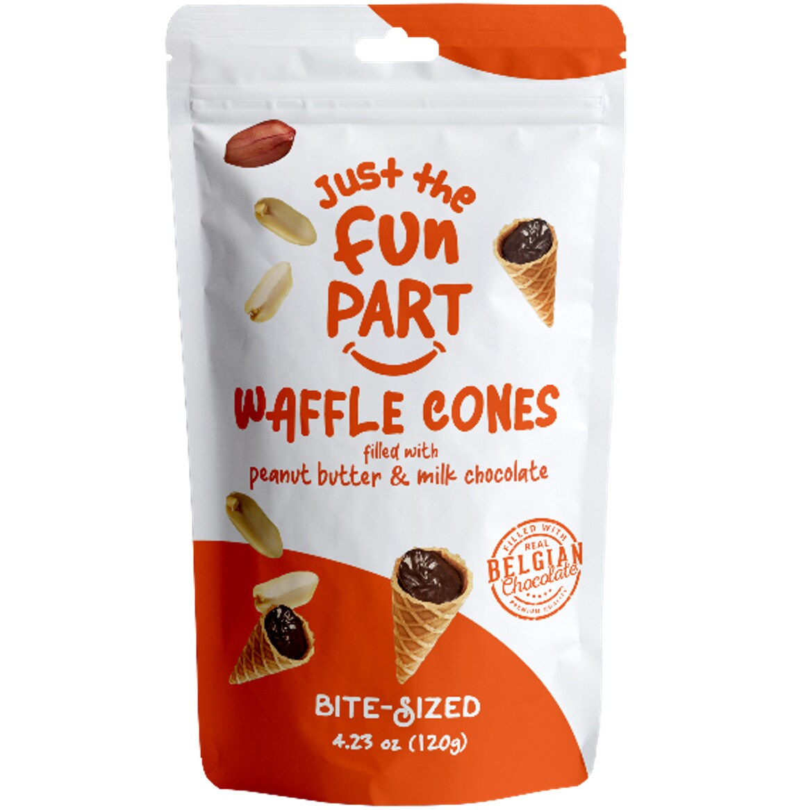 Just The Fun Part Bite-Sized Mini Waffle Cones, Peanut Butter & Milk Chocolate