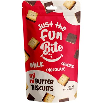 Just The Fun Bite Mini Butter Biscuits, Milk Chocolate