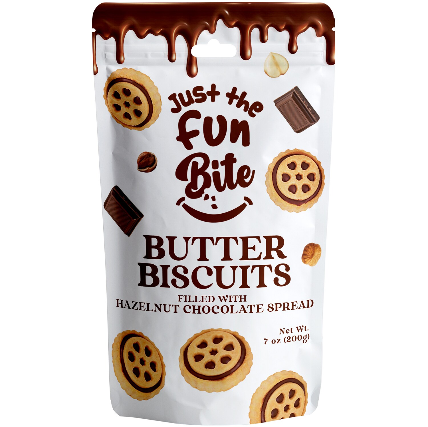 Just The Fun Bite Butter Biscuits, Hazelnut Chocolate Spread