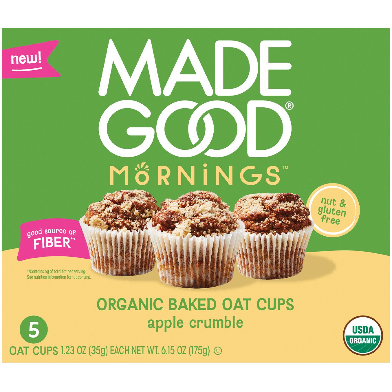 Made Good Mornings Organic Baked Oat Cups, Apple Crumble