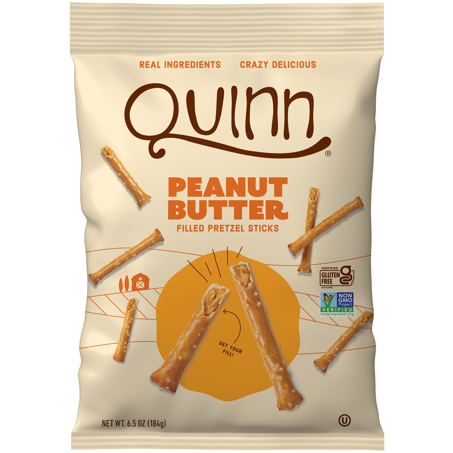 Quinn Pretzel Filled Sticks, Peanut Butter