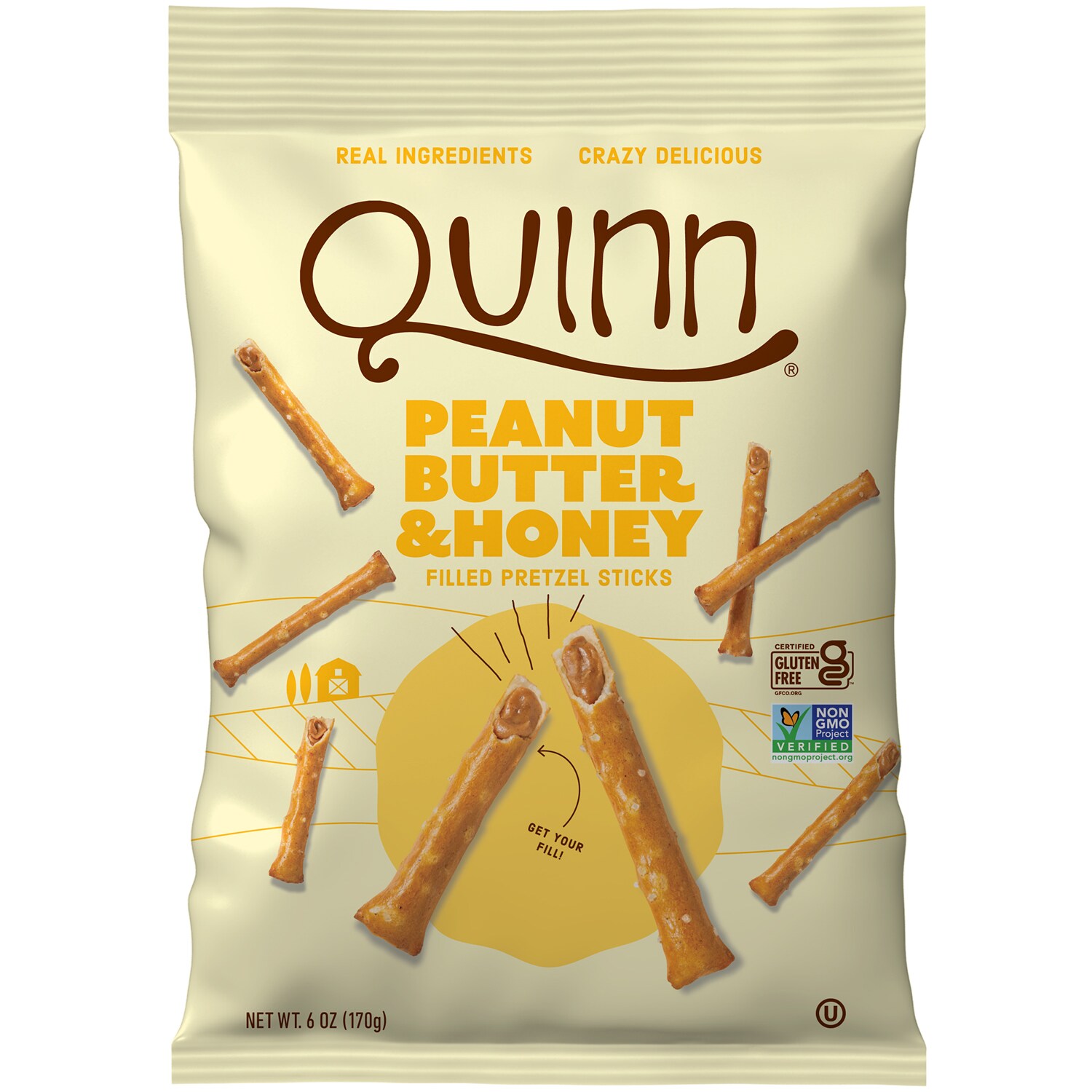 Quinn Pretzel Filled Sticks, Peanut Butter & Honey