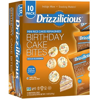 Drizzilicious Mini Rice Cakes Reimagined, Birthday Cake Bites