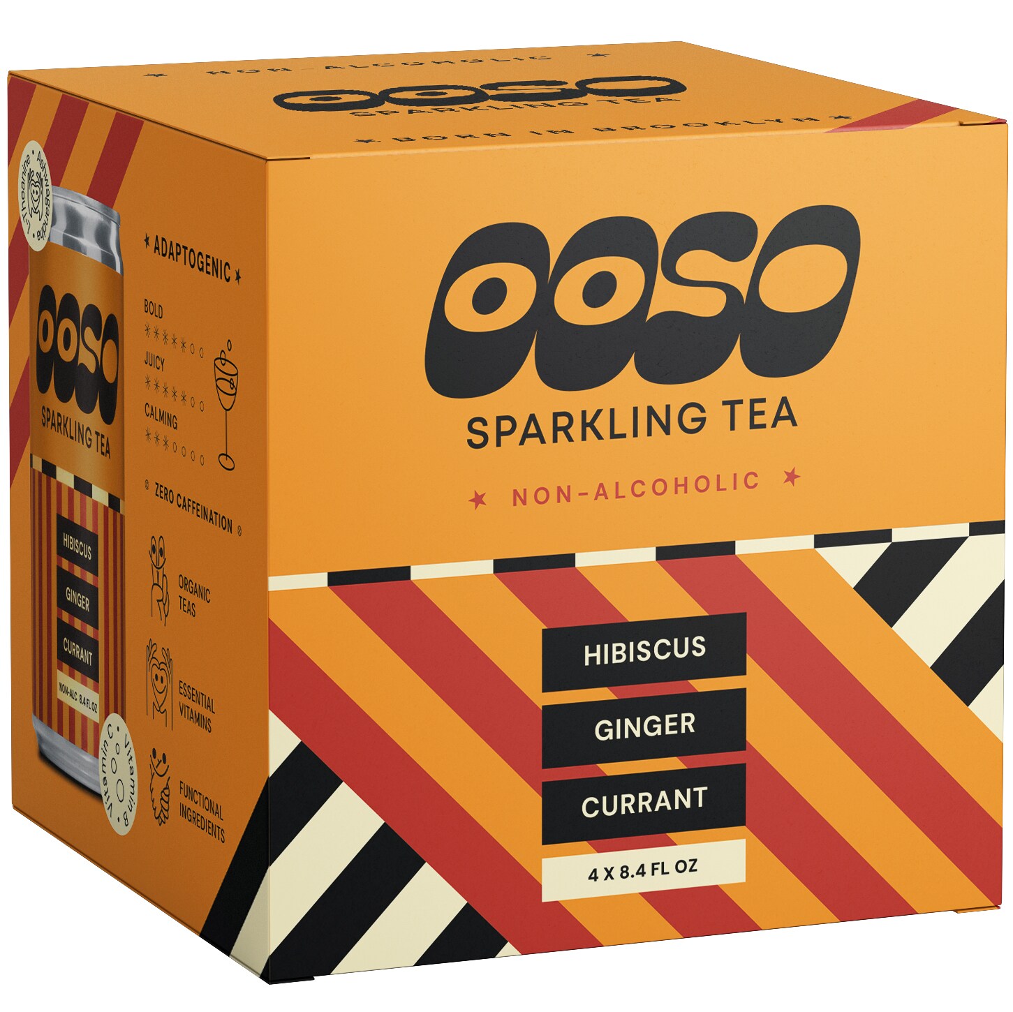 OOSO Sparkling Tea - Hibiscus/Ginger/Currant, Cans