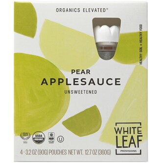 White Leaf Provisions Organic Unsweetened Apple Sauce, Pear