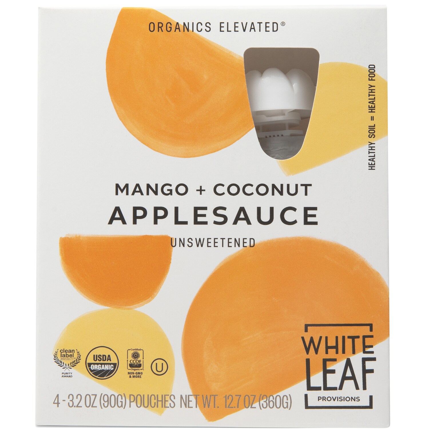 White Leaf Provisions Organic Unsweetened Apple Sauce, Mango+Coconut