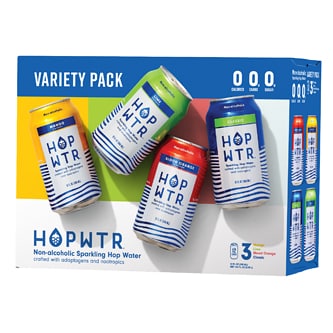 HOP WTR Non-Alcoholic Sparkling Hop Water, Variety Pack, Cans