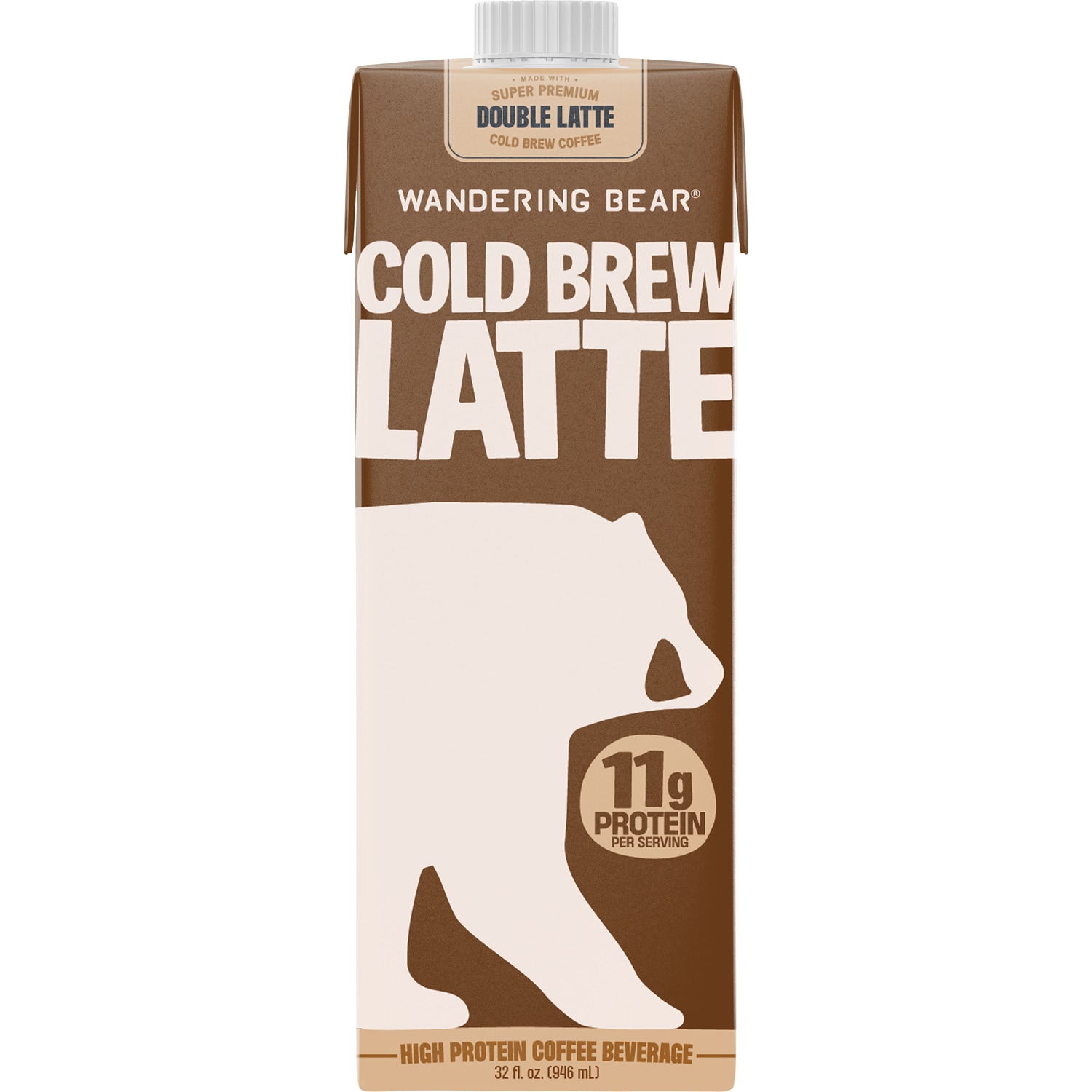 Wandering Bear Cold Brew Coffee Double Latte, Carton