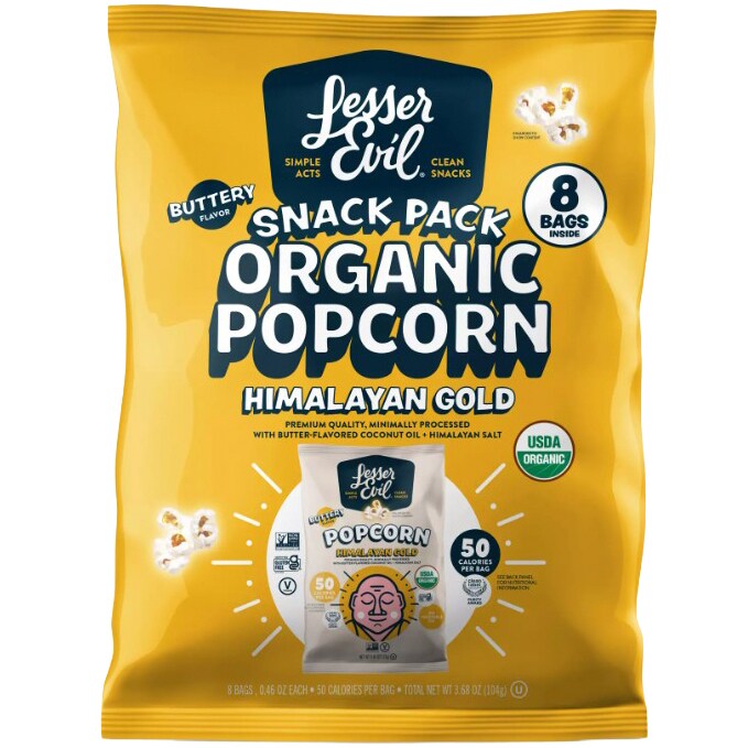 LesserEvil Organic Popcorn Snack Packs, Himalayan Gold