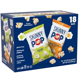 SkinnyPop Multi Snack Packs, White Cheddar & Original Popcorn