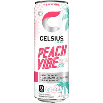 Celsius Sparkling Energy Drink, Peach Vibe, Can