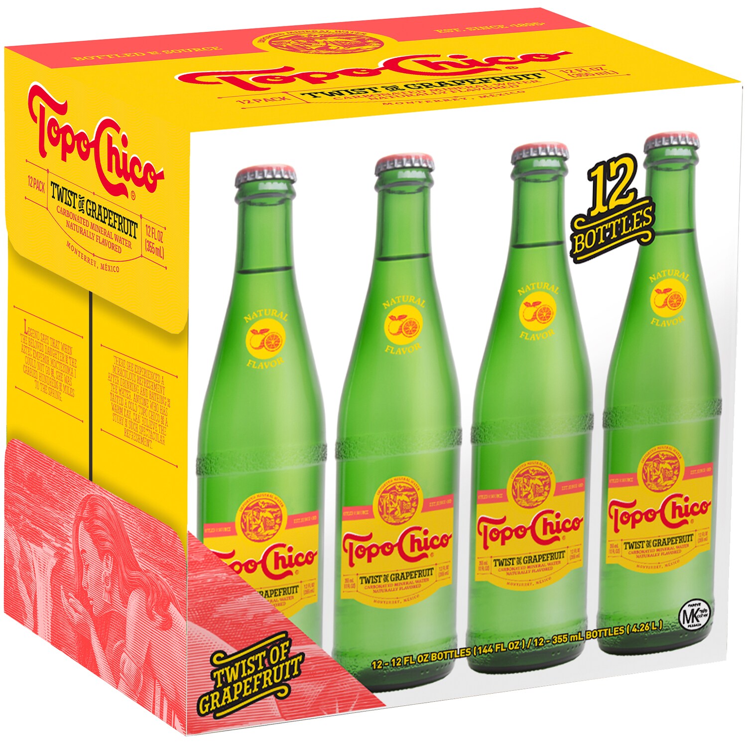 Topo Chico Mineral Water, Grapefruit, Bottle, image 1 of 2 slides