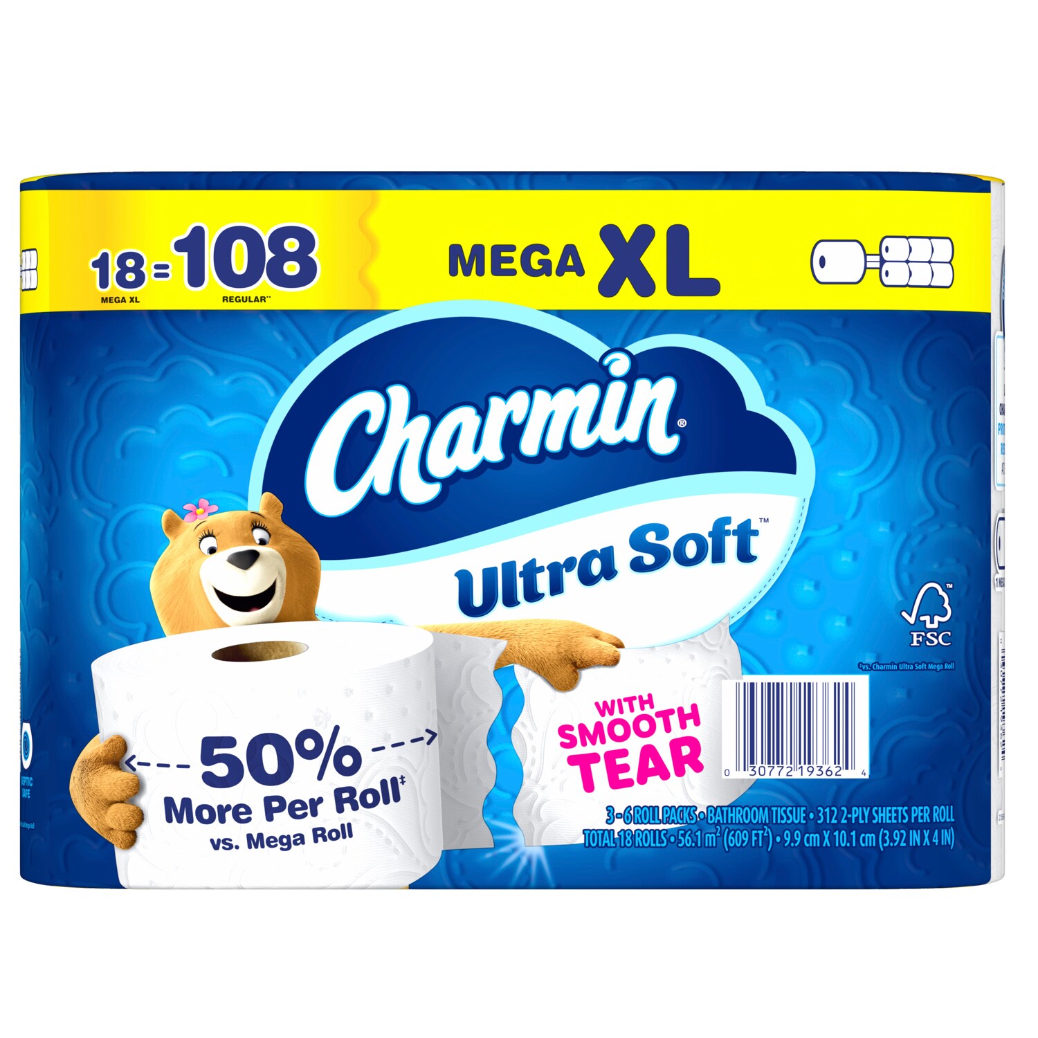 Charmin Bathroom Tissue Ultra Soft,  2-ply Mega XL Rolls