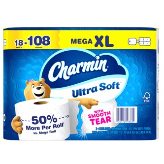 Charmin Bathroom Tissue Ultra Soft,  2-ply Mega XL Rolls