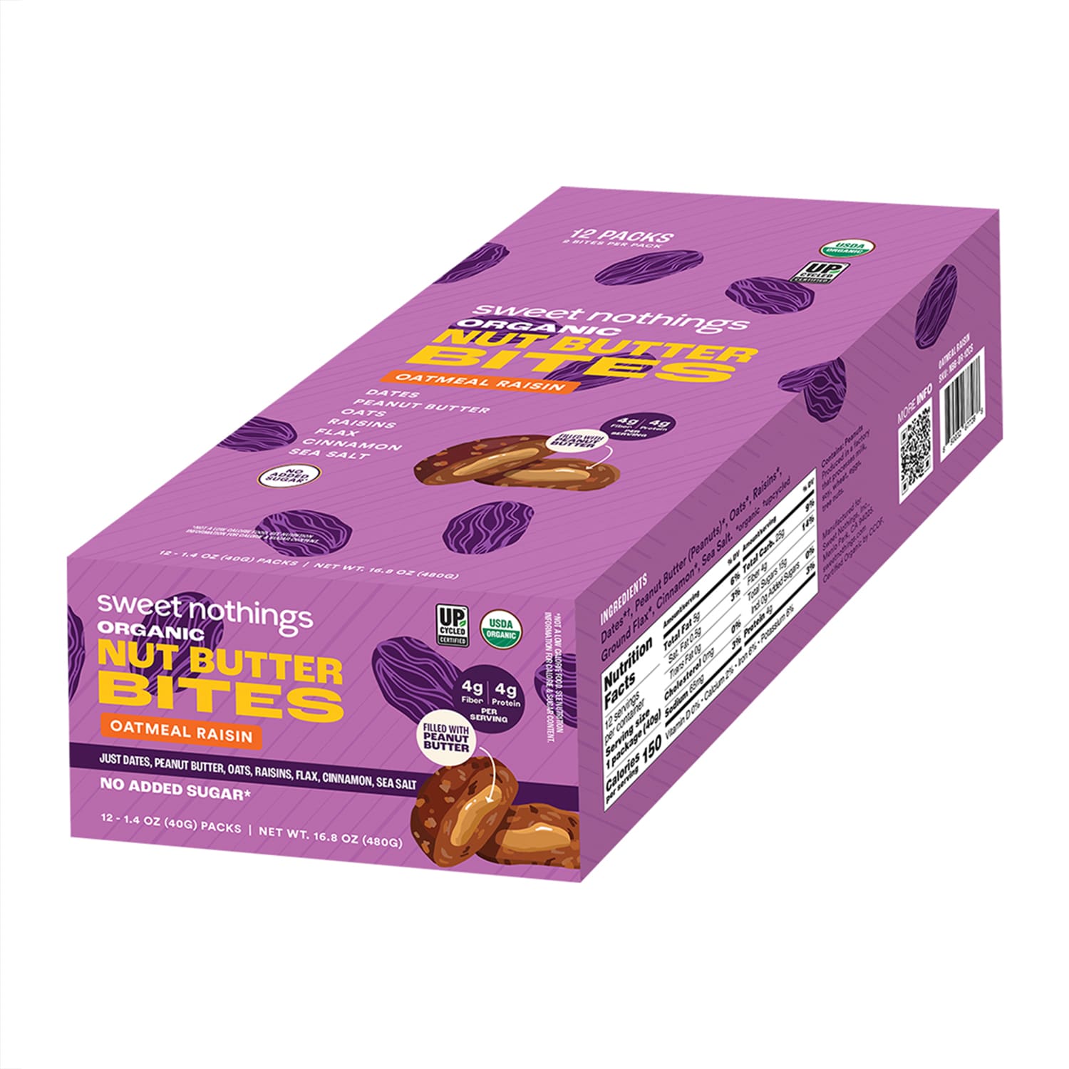 Sweet Nothings Organic Nut Butter Bites, Oatmeal Raisin