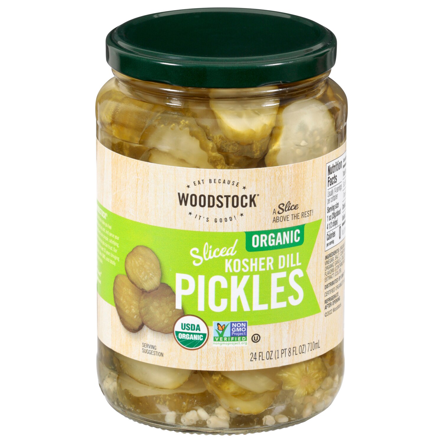 Woodstock Organic Kosher Sliced Dill Pickles