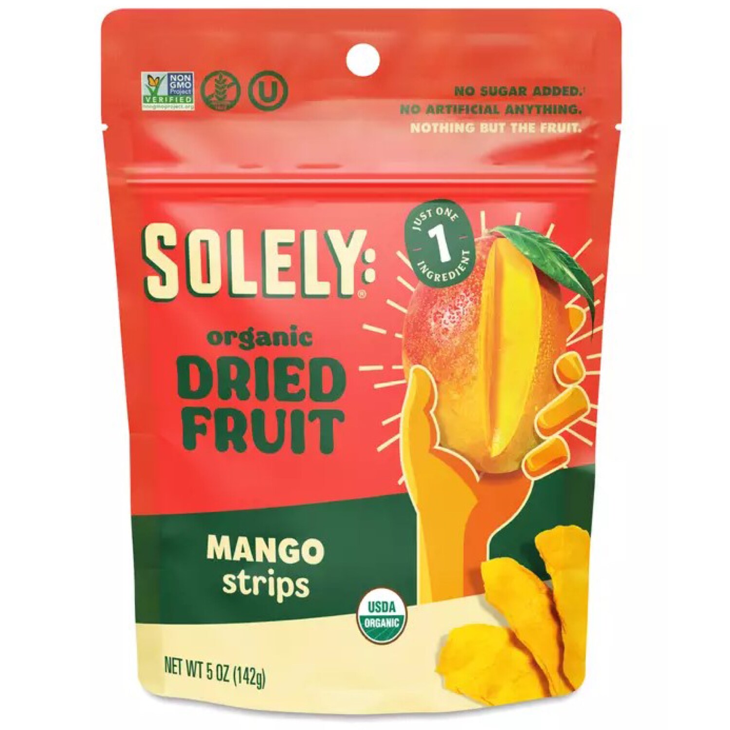 Solely Organic Dried Fruit, Mango Strips