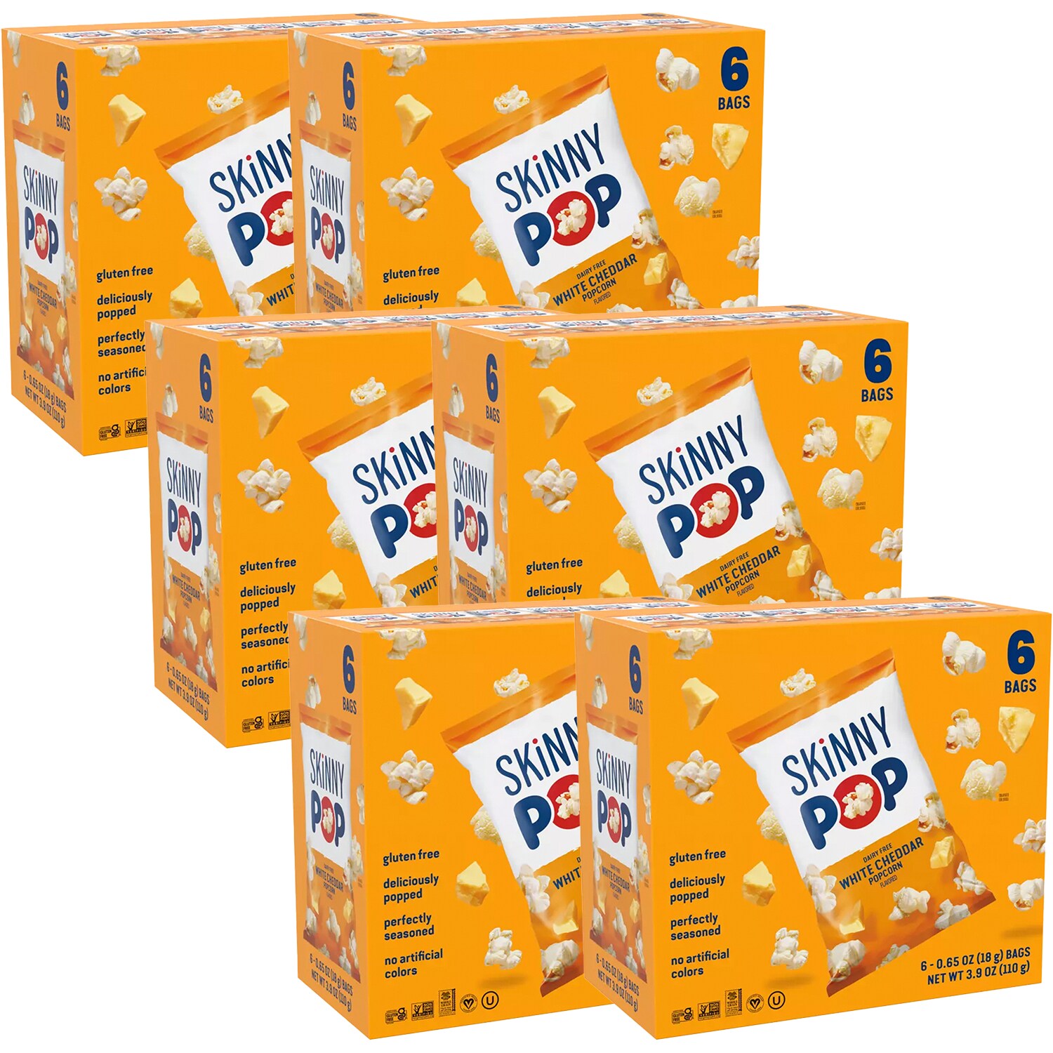SkinnyPop Popcorn, White Cheddar 100-Calorie Packs, Case