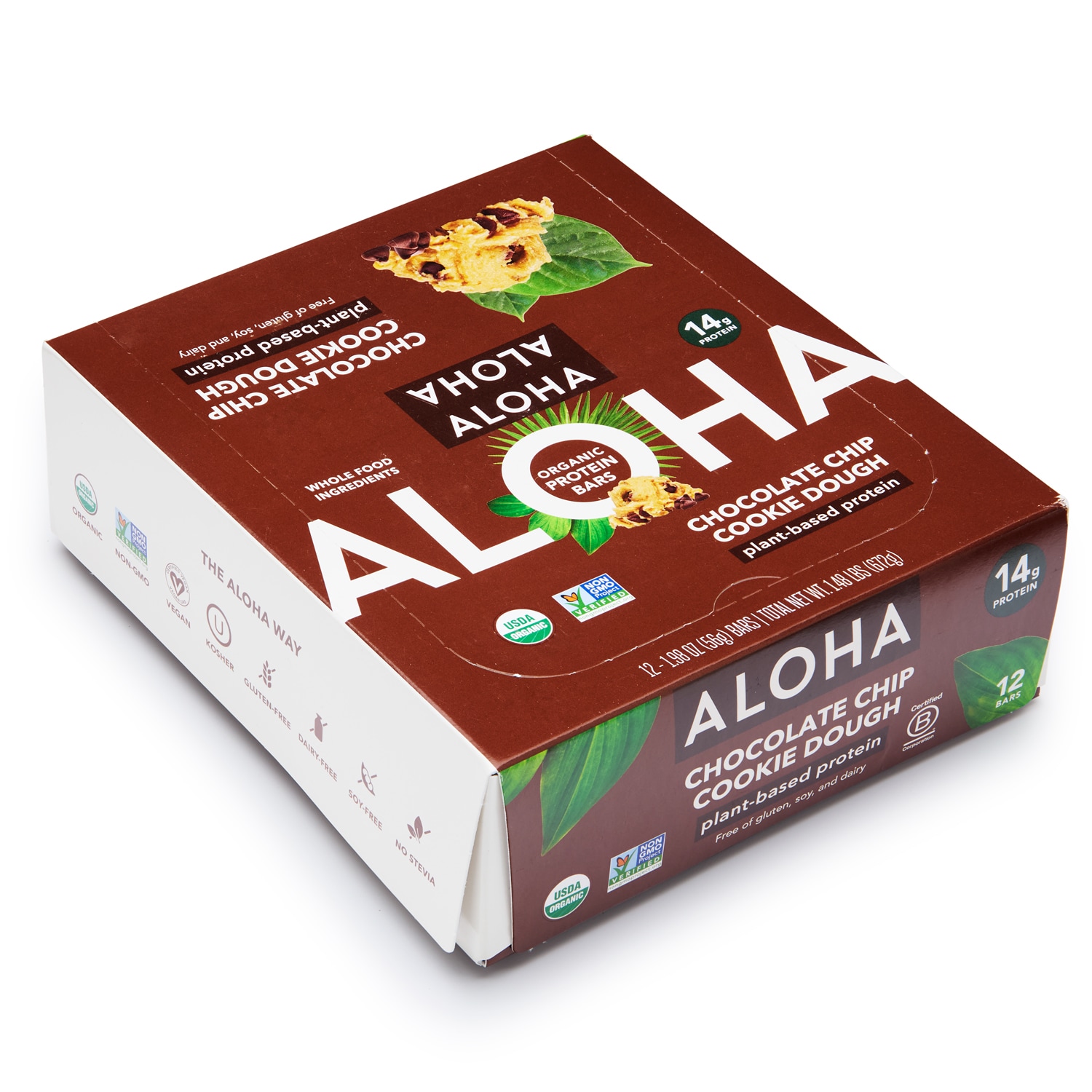 Aloha Organic Plant-Based Protein Bars, Chocolate Chip Cookie Dough