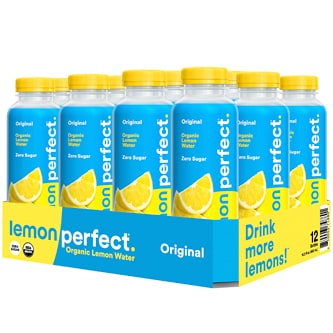 Lemon Perfect Zero Sugar Organic Lemon Water, Original Lemon, Plastic Bottles