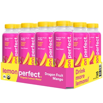 Lemon Perfect Zero Sugar Organic Lemon Water, Dragon Fruit Mango, Plastic Bottles