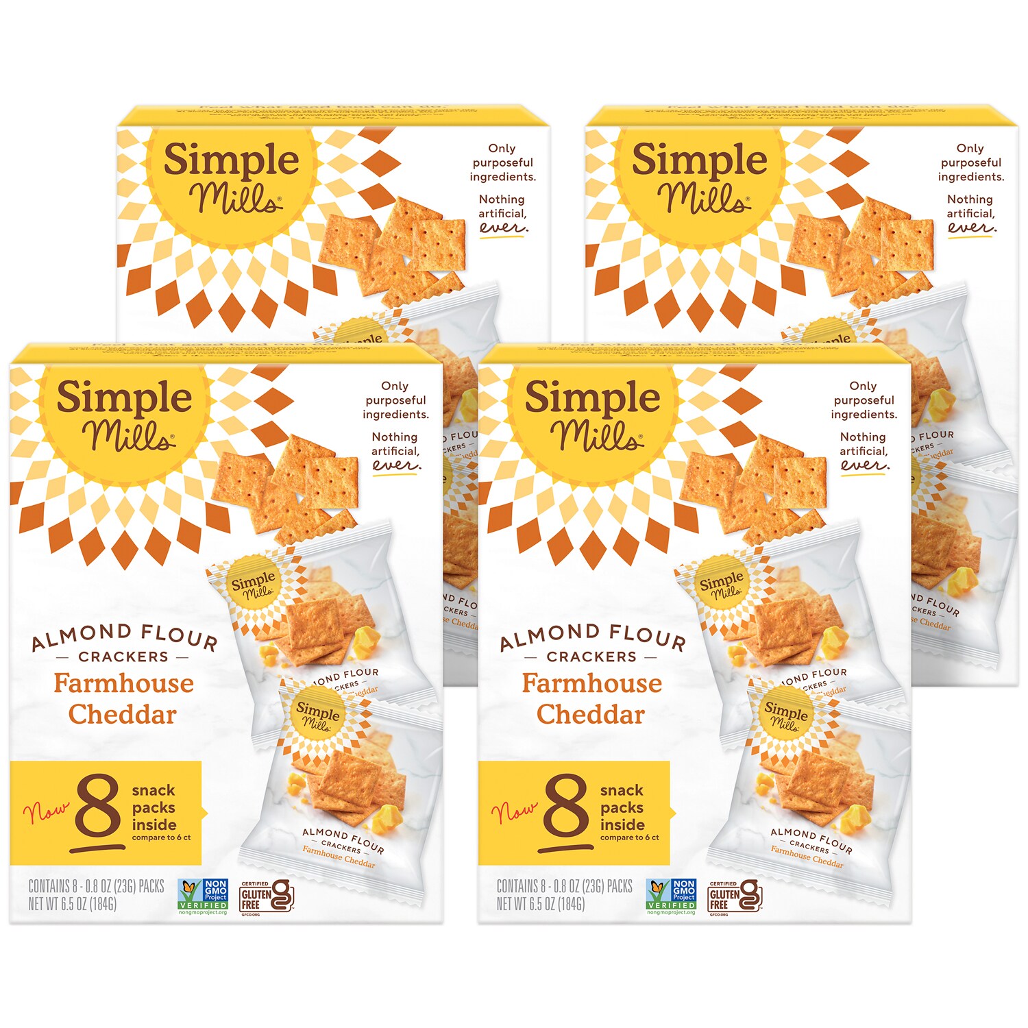 Simple Mills Almond Flour Crackers Snack Packs, Farmhouse Cheddar