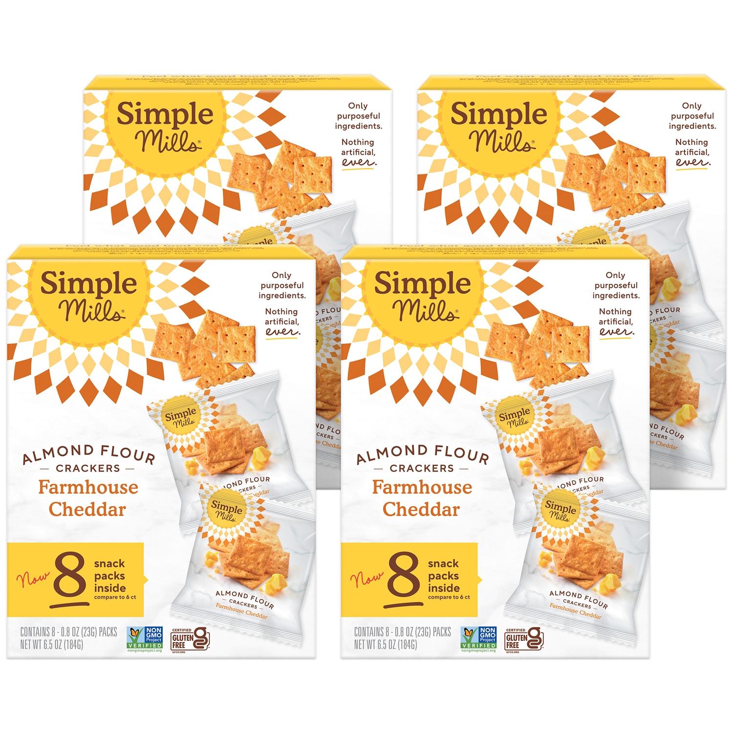 Simple Mills Almond Flour Crackers Snack Packs, Farmhouse Cheddar