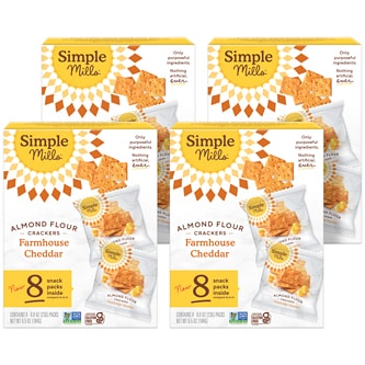 Simple Mills Almond Flour Crackers Snack Packs, Farmhouse Cheddar