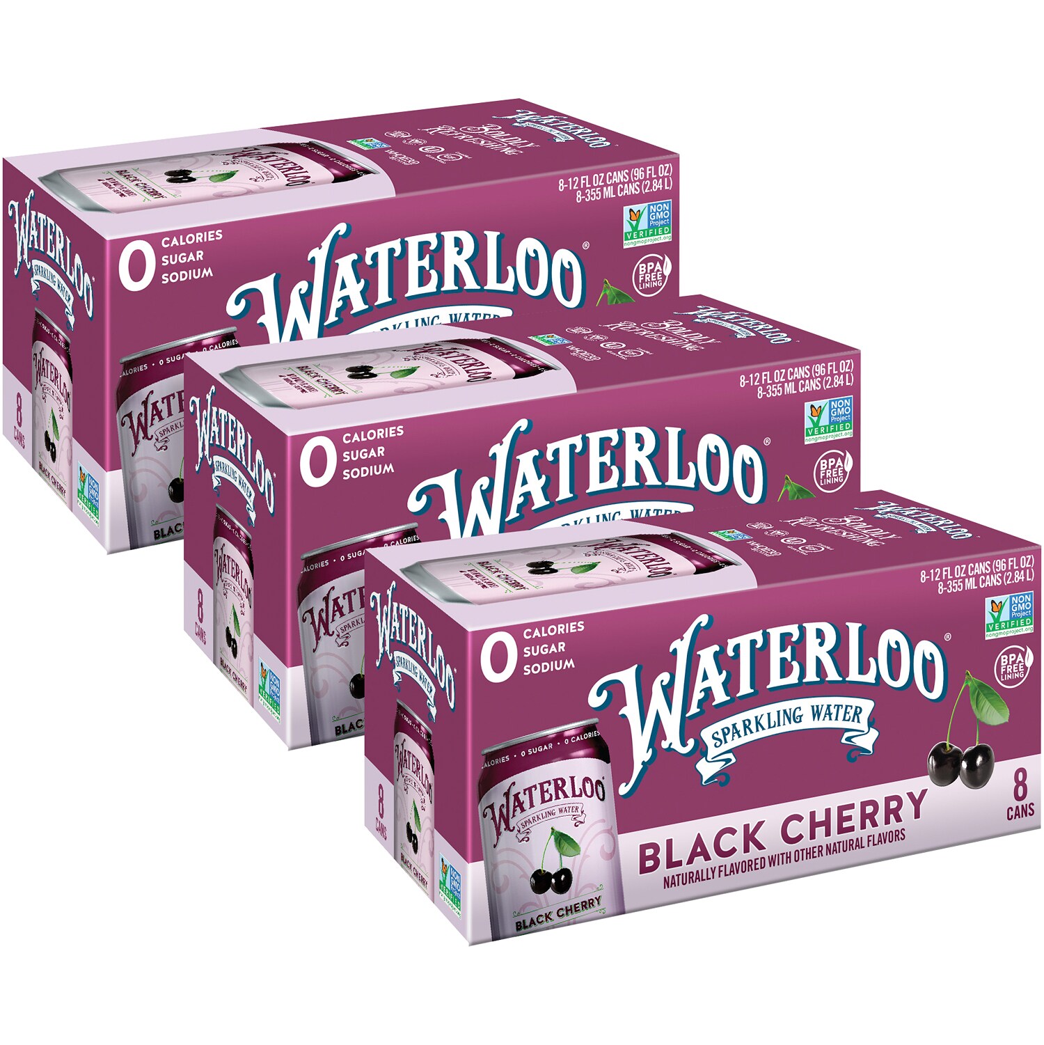 Waterloo Sparkling Water, Black Cherry, Cans
