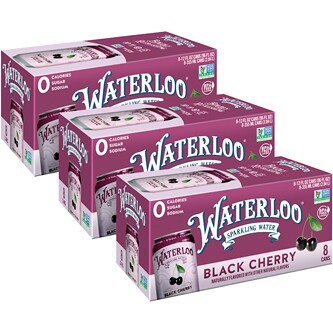 Waterloo Sparkling Water, Black Cherry, Cans