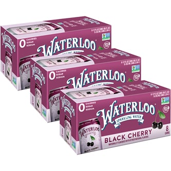 Waterloo Sparkling Water, Black Cherry, Cans
