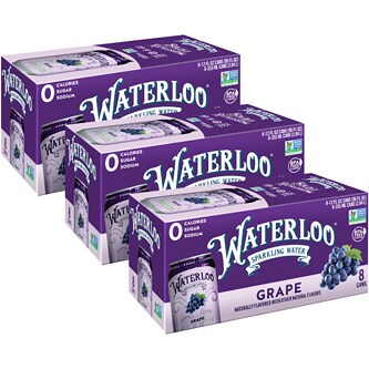 Waterloo Sparkling Water, Grape, Cans