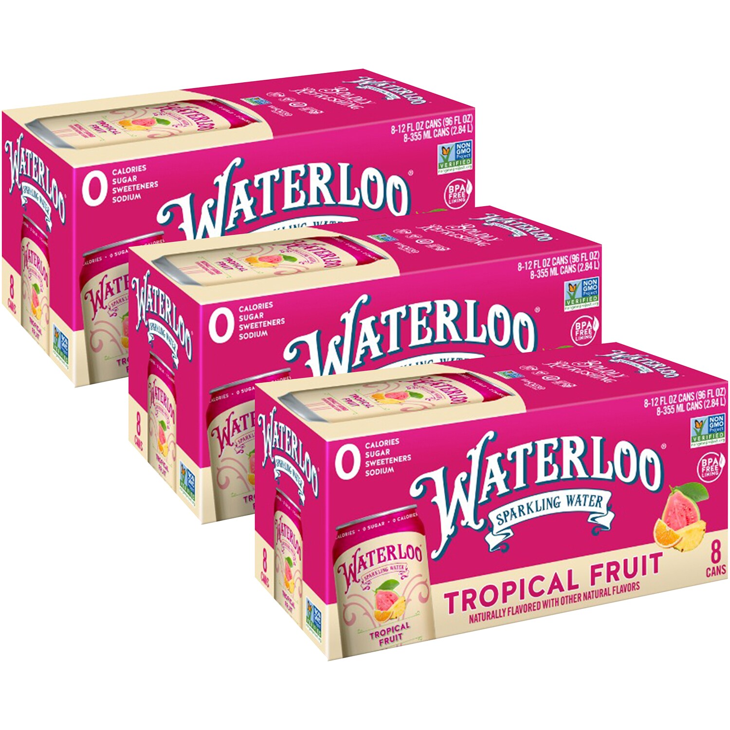 Waterloo Sparkling Water, Tropical Fruit, Cans