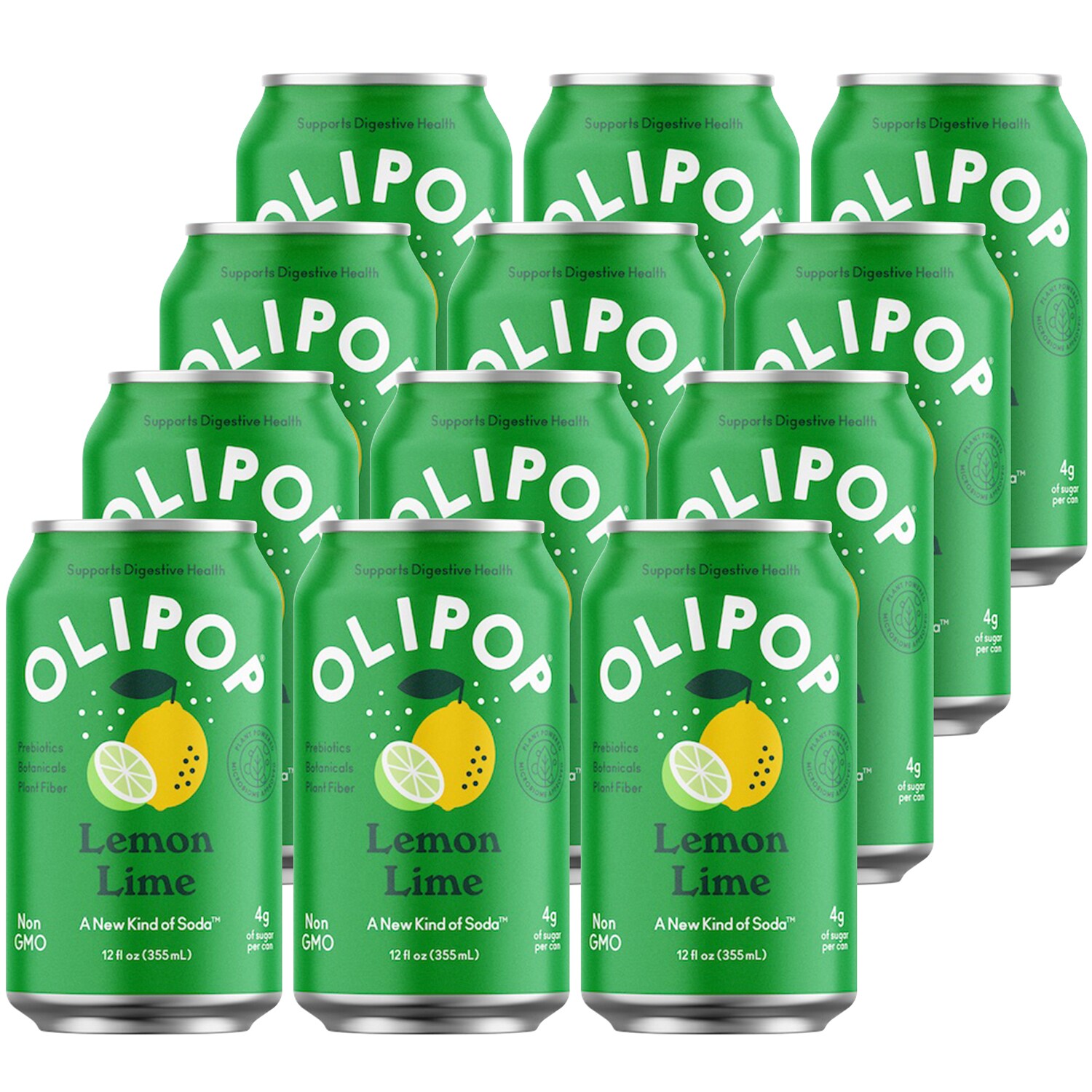 Olipop Sparkling Tonic, Lemon Lime, Cans