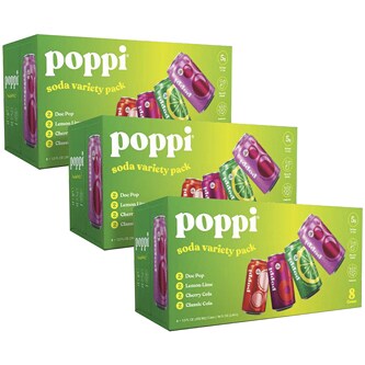 Poppi Prebiotic Soda, Classic Variety Pack, Cans