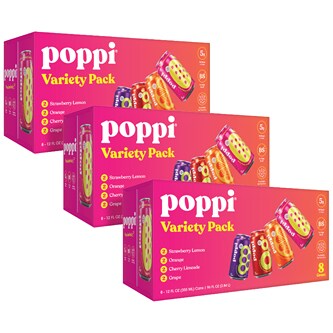 Poppi Prebiotic Soda, Variety Pack, Cans