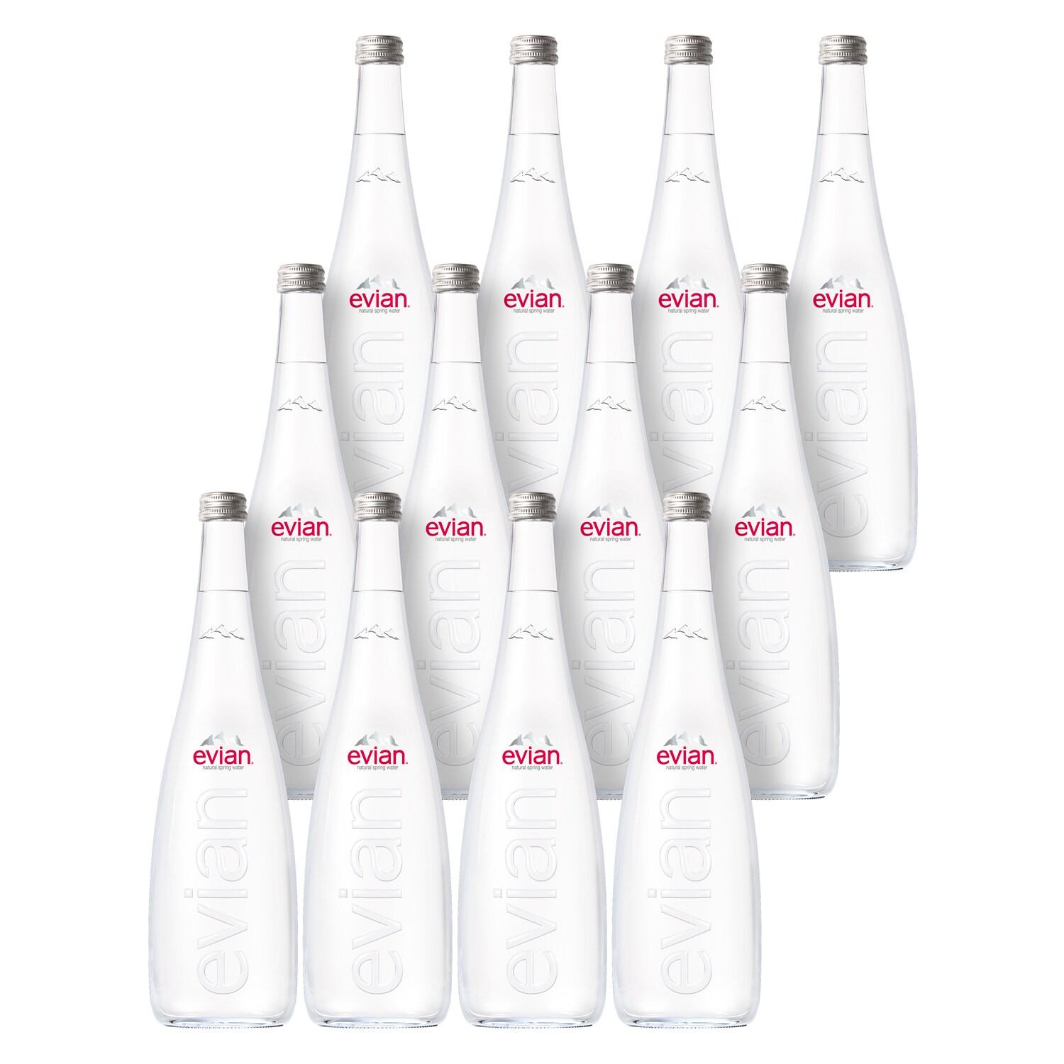 Evian Natural Spring Water, Glass Bottles