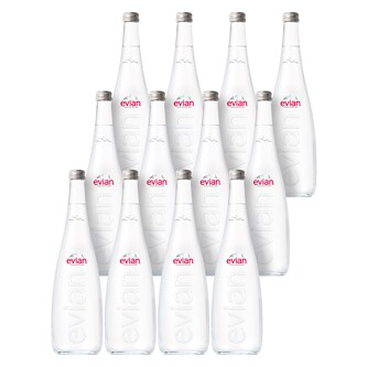 Evian Natural Spring Water, Glass Bottles