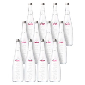 Evian Natural Spring Water, Glass Bottles