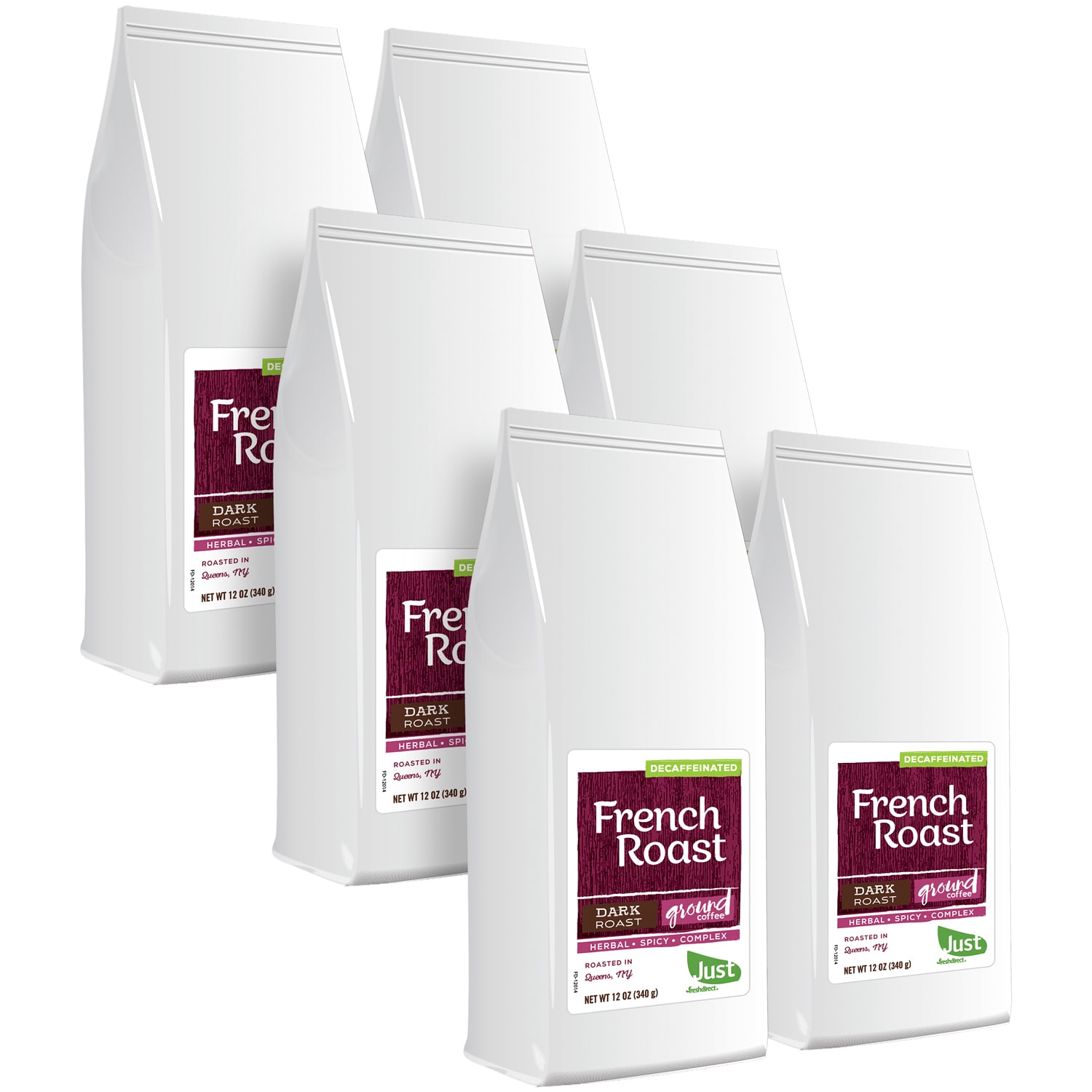 Just FreshDirect Decaffeinated Ground Coffee, French Roast