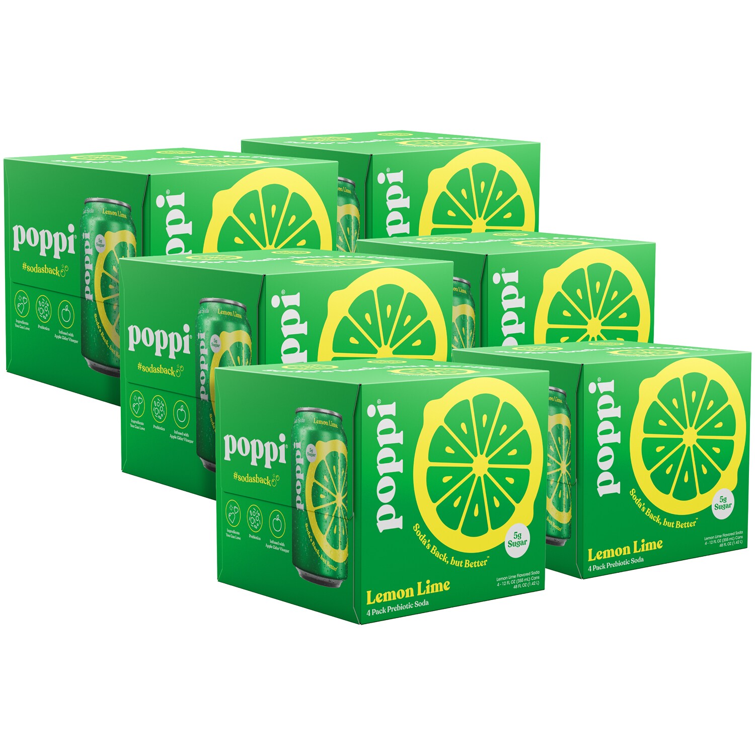 Poppi Prebiotic Soda, Lemon Lime, Case