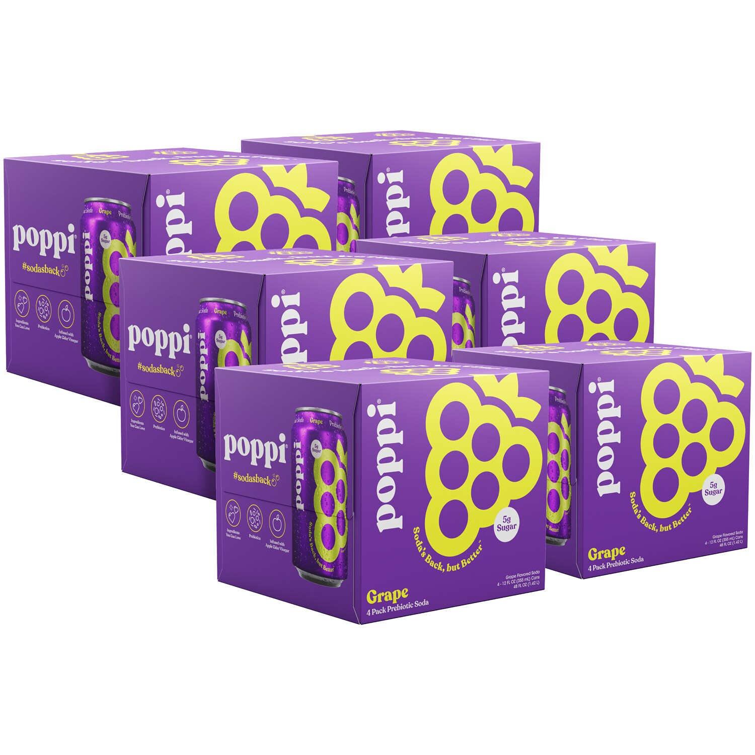 Poppi Prebiotic Soda, Grape, Case