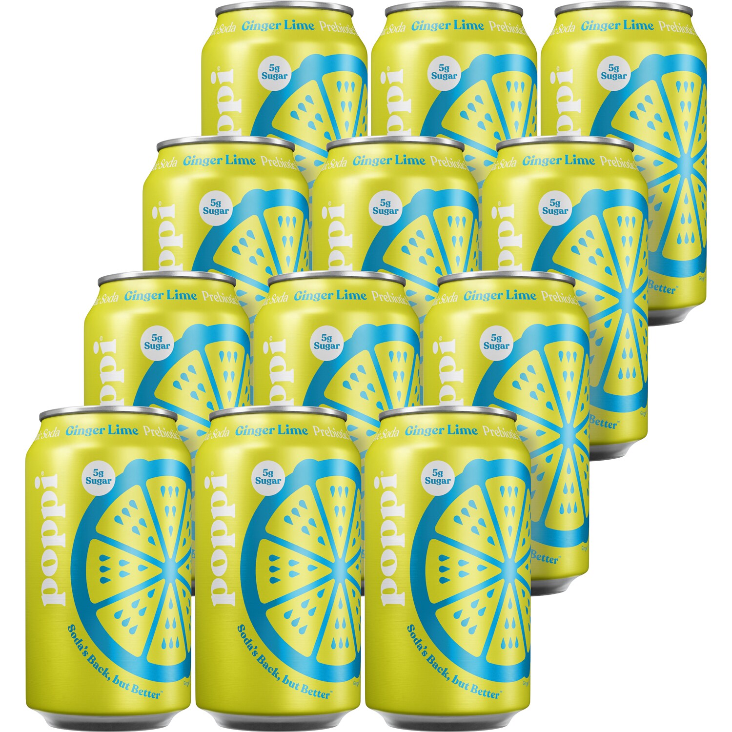 Poppi Prebiotic Soda, Ginger Lime, Case