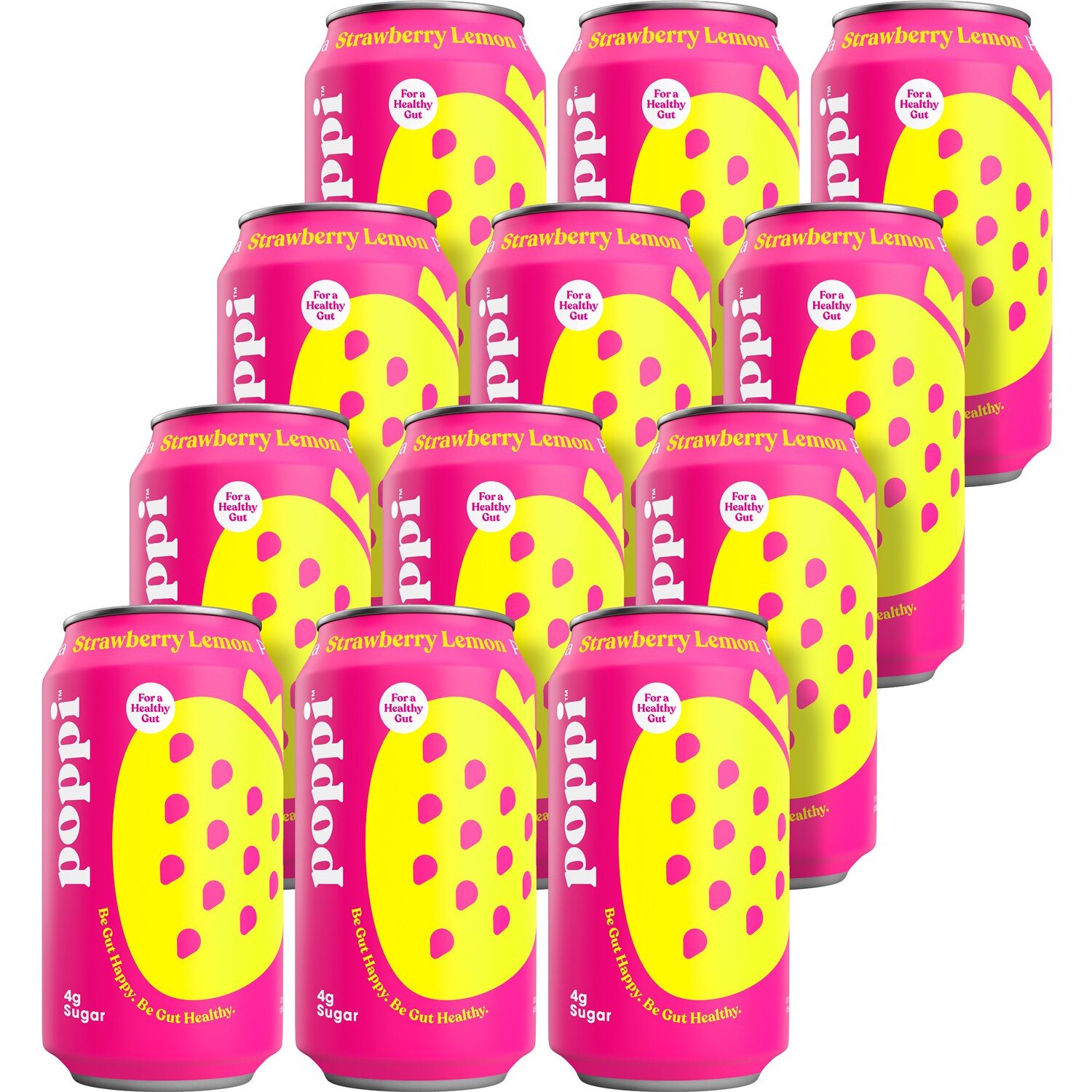 Poppi Prebiotic Soda, Strawberry Lemon, Case