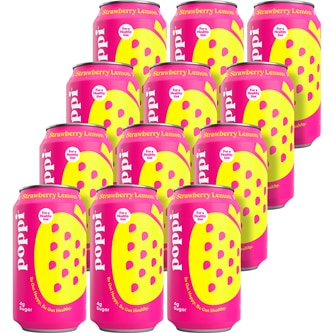 Poppi Prebiotic Soda, Strawberry Lemon, Case