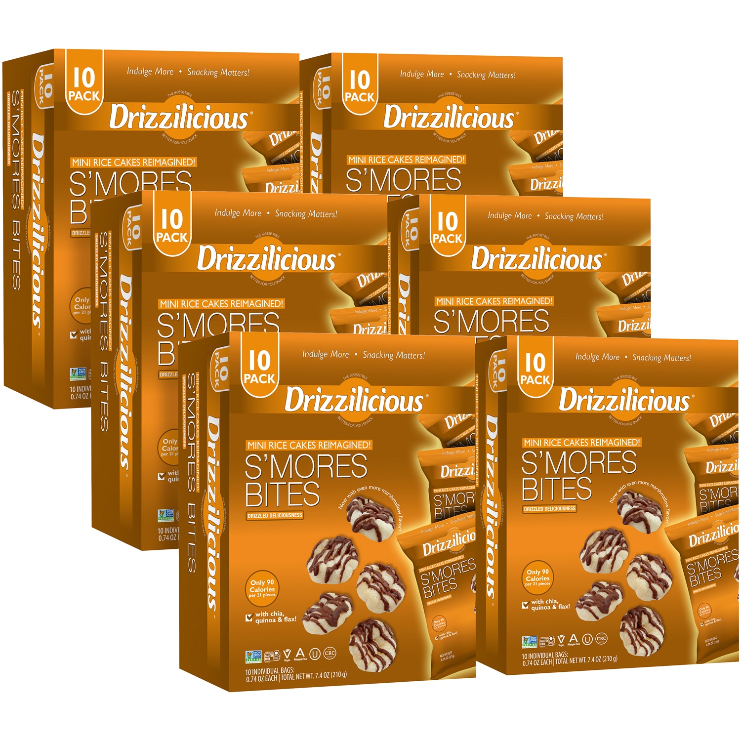 Drizzilicious Mini Rice Cakes Reimagined, S'Mores Bites, Case